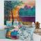 Designart - Colorful River Between The Trees During Twilight - Traditional Print on Natural Pine Wood